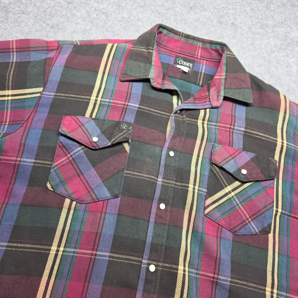 Codet Mens Plaid Flannel Shirt Long Sleeve Button Down Multi Color Tall XL